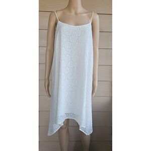 BCBGeneration White Lined Lace Flowy Spaghetti Strap Summer Bridal Midi Dress M